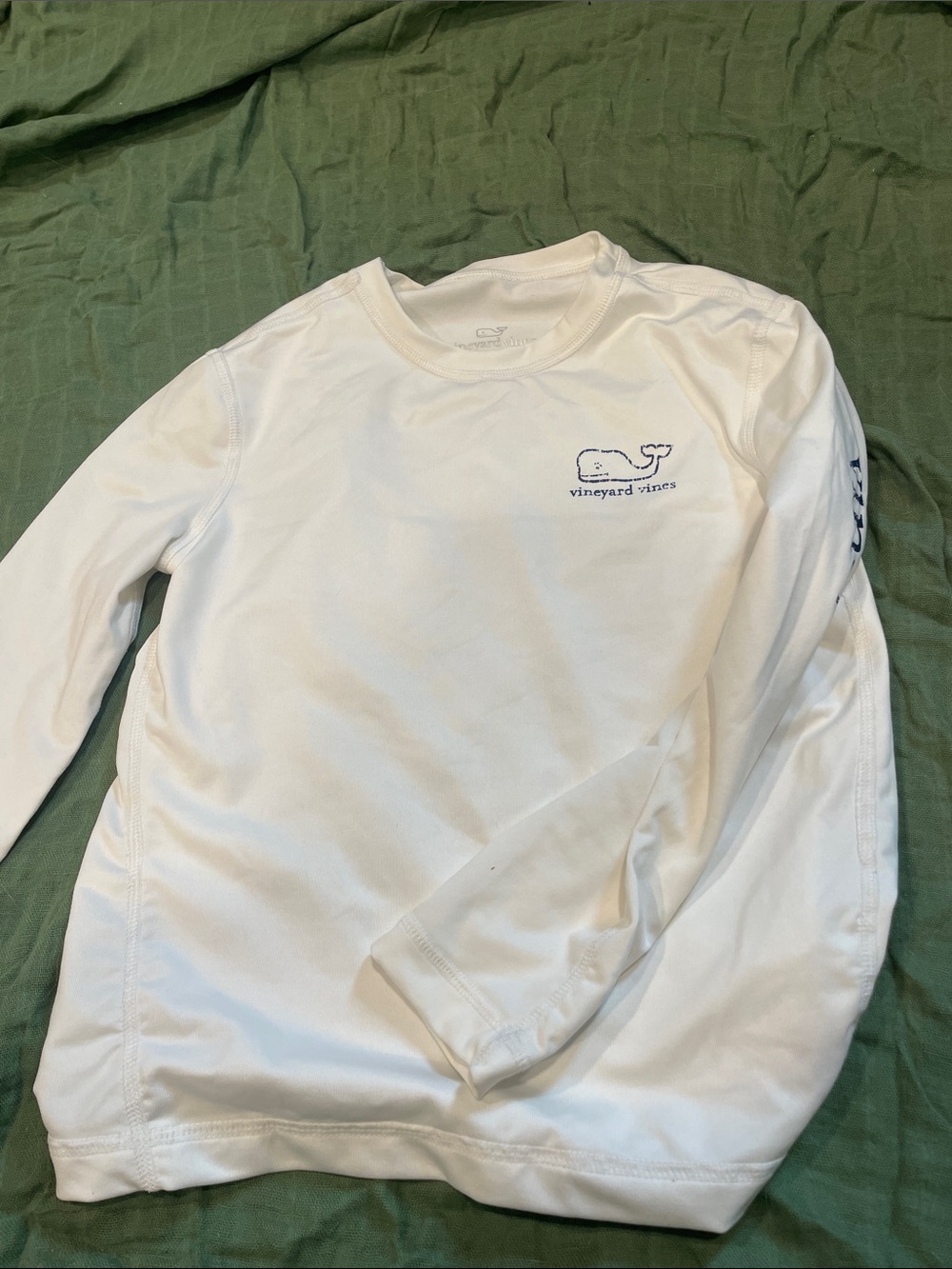 Vineyard Vines White Long Sleeve Rash-guard with Navy Whale